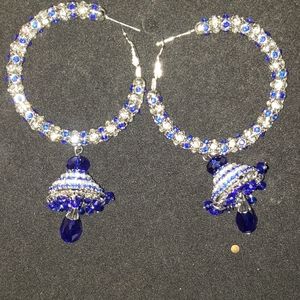 Traditional Indian Earrings.Color royal blue/silvr